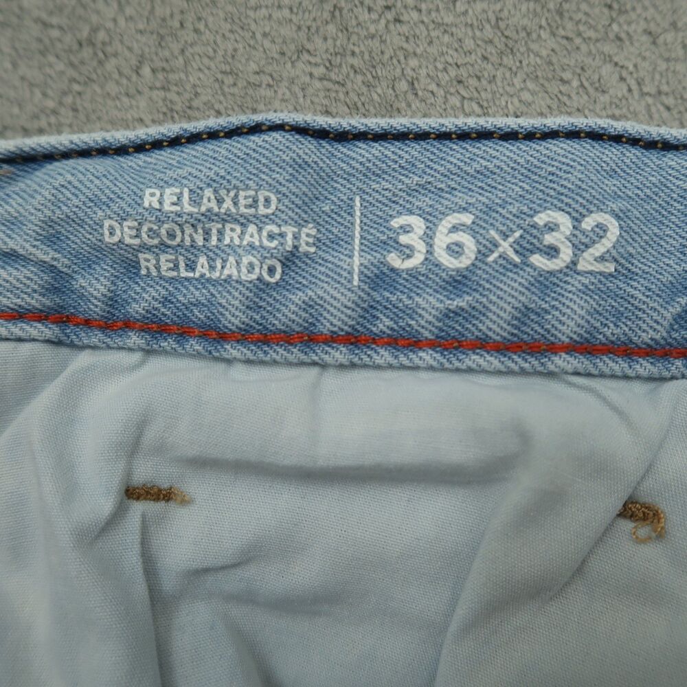 Tommy Jeans Mens Size 36x32 Blue Relaxed Straight Stretch Light Wash Distressed - Picture 9 of 16